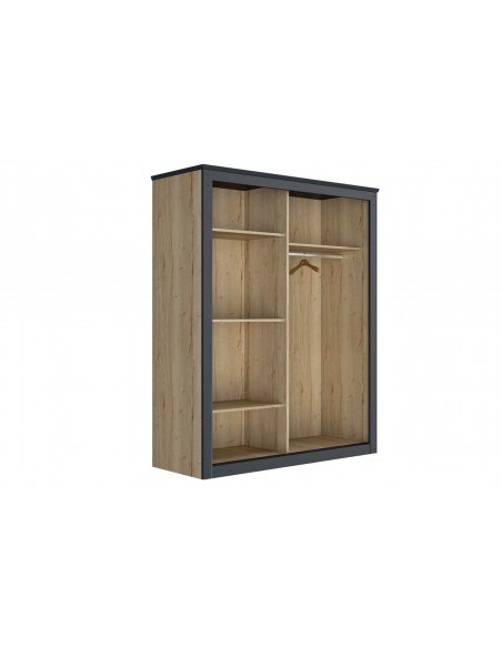 EPSILON - Armoire 2 Portes Coulissante (1 Porte Miroir et 1 Porte