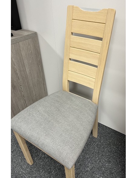 DESTOCKAGE - LOT 4 chaises chêne massif assise tissu gris clair